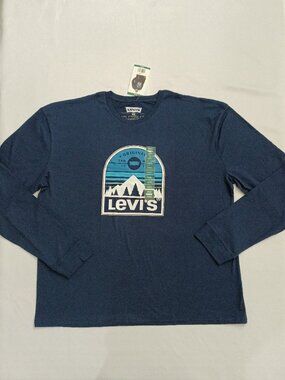 LEVI'S Men's Classic Fit Long Sleeve Graphic Logo T-Shirt. Plus Size XXXL